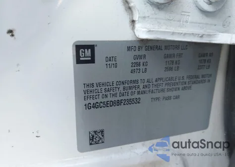 2011 Buick Lacrosse Cxl из США, поврежденный, VIN 1G4GC5ED8BF235532